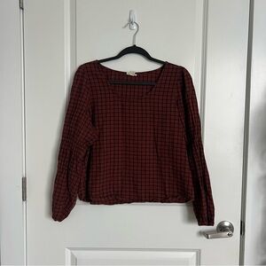 Red & Navy Plaid Long Sleeve | Size XL